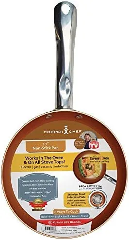 copper chef 10 inch round frying pan skillet with ceramic non stick coating perfect cookware for saute and grill