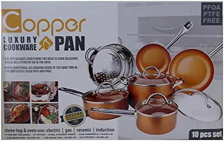 copper pan 10 piece set luxury induction cookware set non stick
